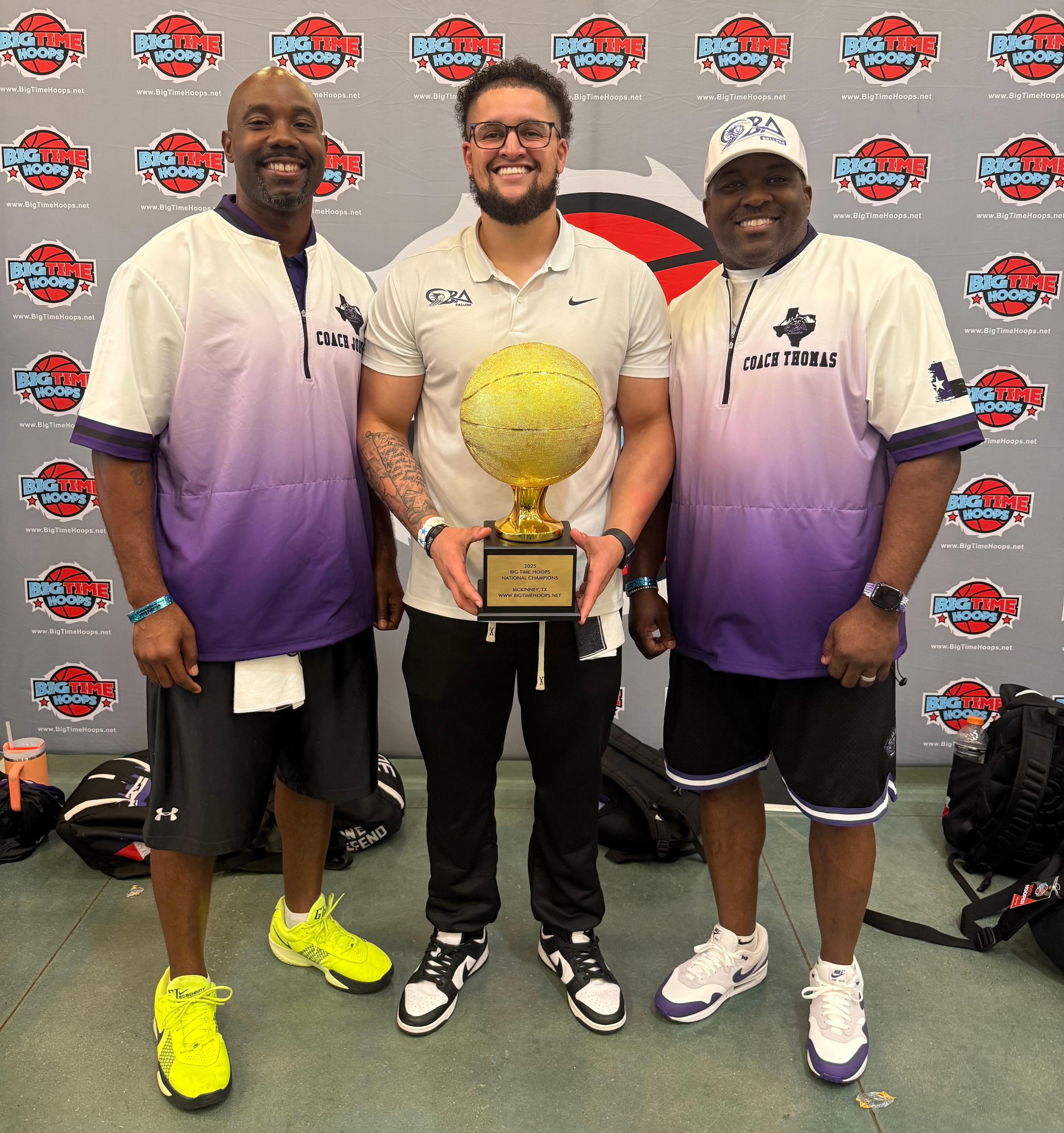 CBA Ballers coaching staff group photo in gym
